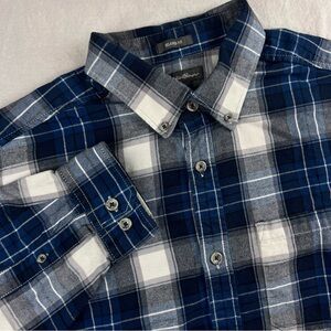 Eddie Bauer Heavy Flannel Men’s L  Plaid 100% Cotton Casual Outdoor Woodsy
